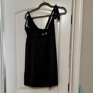 Black Slip Dress with Tie Straps